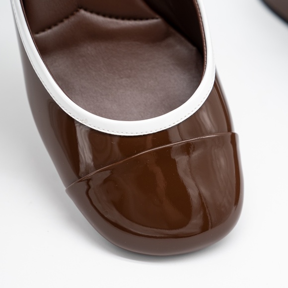 size 39.5eu 9.5 US Miu Miu Two-Tone Patent Leather Mary Jane Pumps Brown - Picture 7 of 12